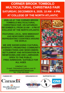 Corner Brook Tombolo Multicultural Chritsmas Fair-December 6, 2025